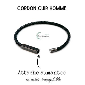 PARRAIN, Bracelet cordon cuir noir, bracelet personnalisé PARRAIN, demande Parrain, bapteme, bracelet parrain, futur parrain,annonce parrain image 2