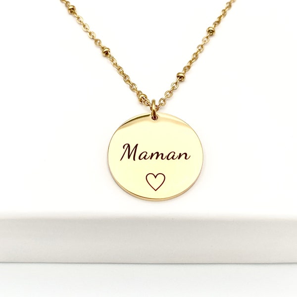 Collier médaille MAMAN or, future maman, cadeau maman, fête des mères, collier personnalisé, bijoux personnalisés, collier or