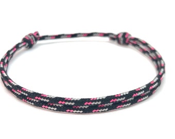 Bracelet Nautique, Para corde de nylon, Porte bonheur, bracelet homme, bracelet ado , Bracelet Marin, bracelet Noir Rose