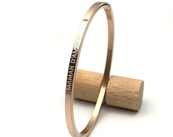 LOVING MOM, Stainless steel bangle bracelet, original gift, Mother's Day gift, gift for mom, expectant mother