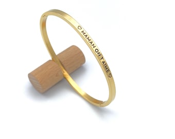 Personalized bracelet, Mom, Bangle bracelet, message bangle, stainless steel, hypoallergenic, original gift, gift for a mom
