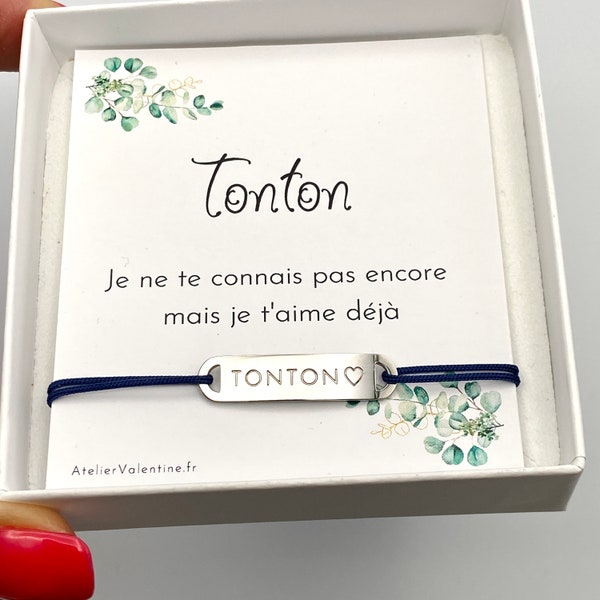 COFFRET future TONTON - Bracelet cordon ajustable, cadeau original tonton,, annonce tonton, naissance, bracelet tonton, annonce grossesse