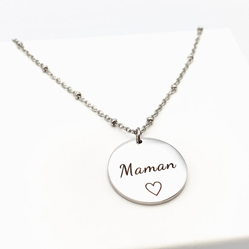 Collier médaille MAMAN argent, future maman, cadeau maman, fête des mères, collier personnalisé, bijoux personnalisés, collier argent image 2