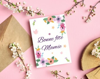 Carte imprimable, Bonne fête Mamie, carte à télécharger, Fête des grands mères, fête des mamies, carte bonne fête Mamie