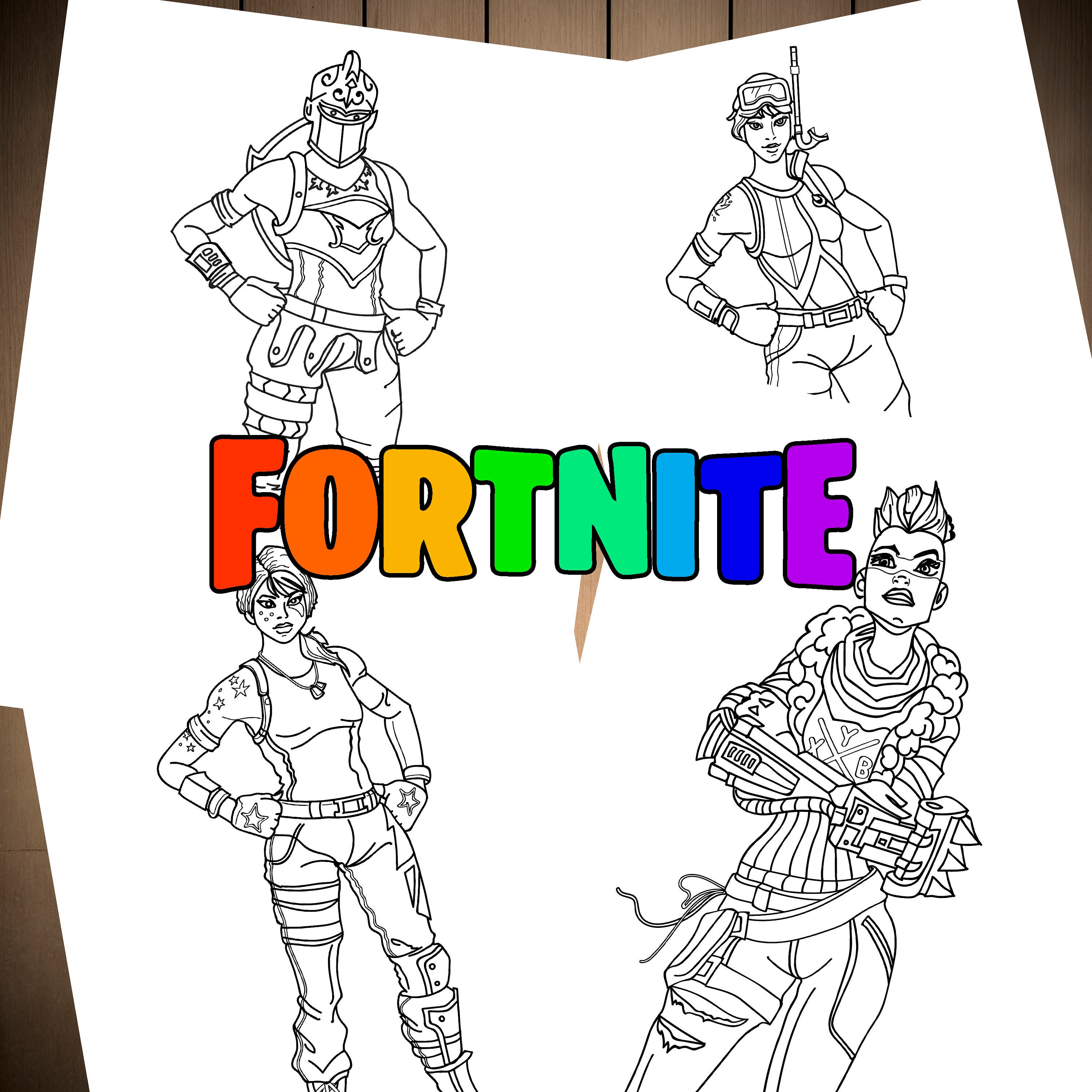 Fortnite Battle Royale Coloring Pages Set of 4 for Birthday | Etsy