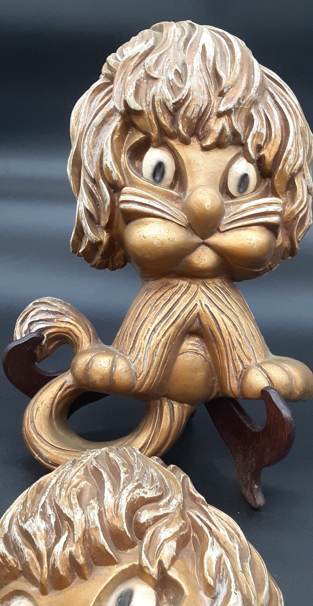 Vintage Homco Wall Décor Set of Gold Cats With Big Eyes 14 Etsy