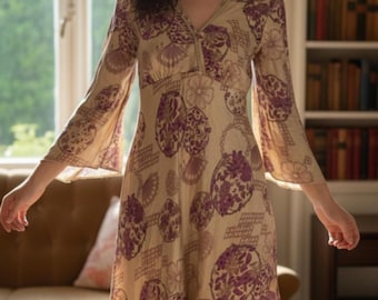 Y2K Silk Floral Midi Dress | Jonathan Martin | Bell Sleeve | whimsigoth, spring, fairycore, boho revival