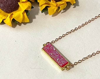 Heart Connector Drusy PG09D Druzy Petite One of a Kind Pieces Druzy Heart Pendant Gold Plated Pendant Natural