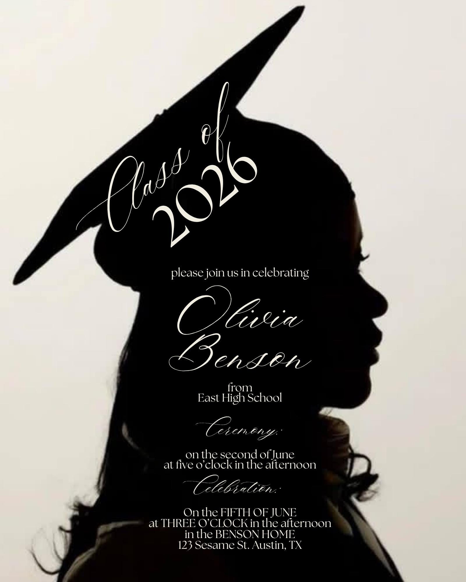 Custom Graduation Invitation Graphic: Profile Silhouette - Etsy