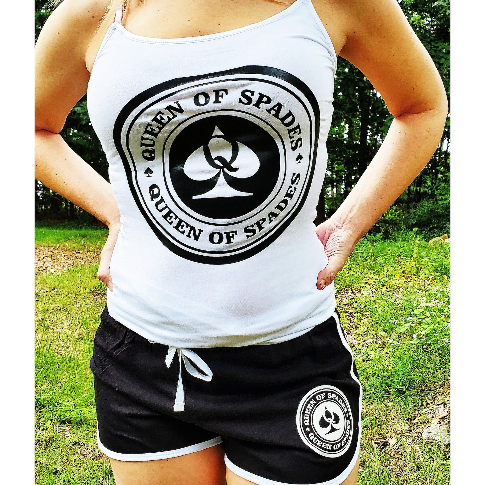 NEW Queen of Spades Short Set. Black Queen of Spades shorts 