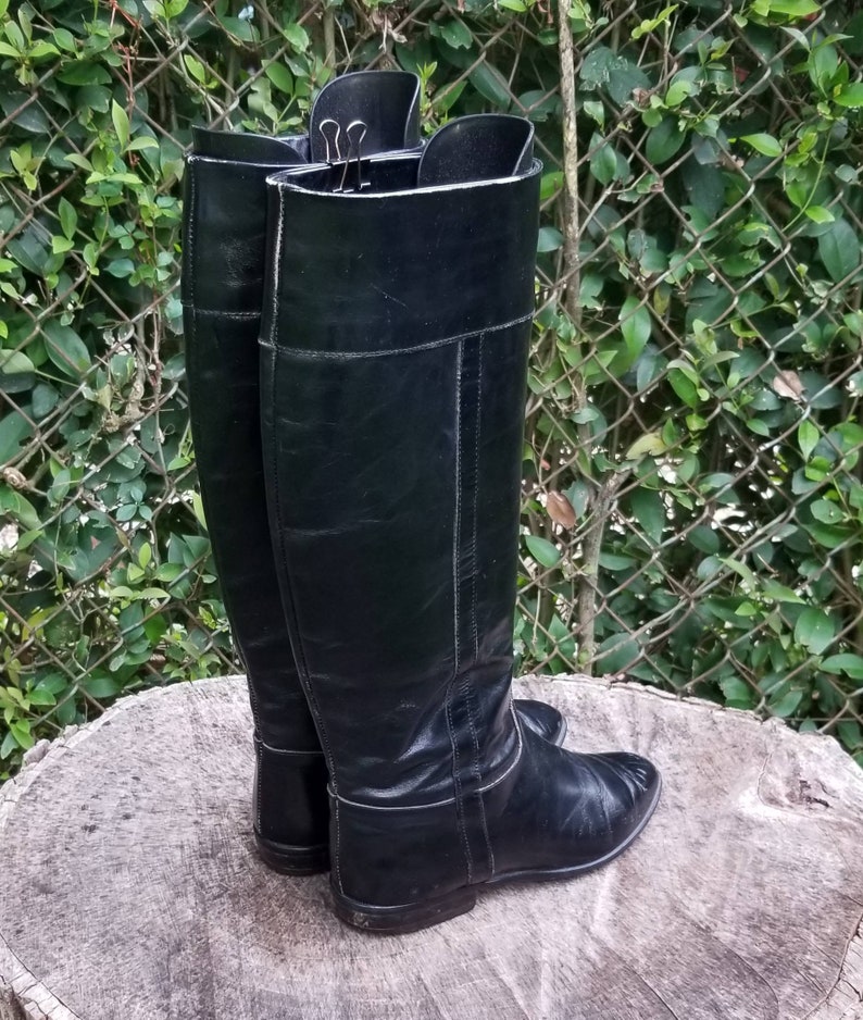 Sz 7 Vintage Riding BootsBlack Mid-Calf Boots80/'s Style