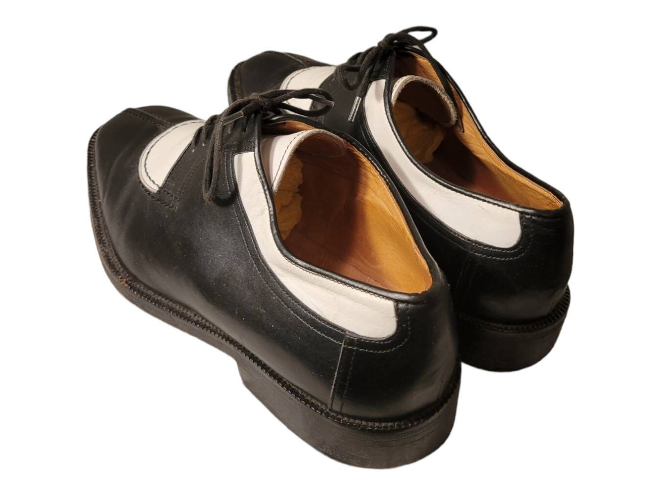 Vintage Two Tone Black White Lace up Oxford Shoes/olivier  display picture 1