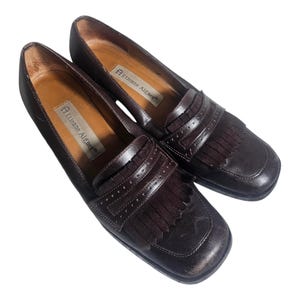 Etienne Aigner &quot;Livingston&quot;  Vintage Shoes /Loafer Brown Leather Women 6.5 N Chunky Heel