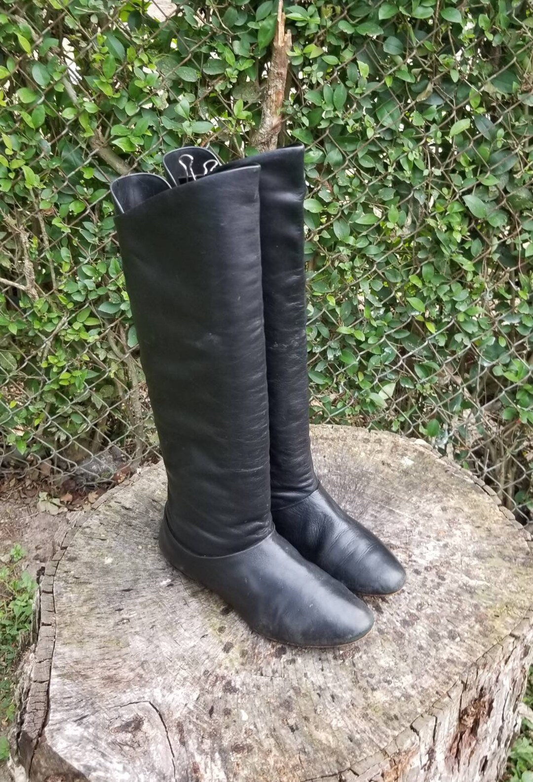 Ann Taylor Knee High Black Leather boots/7M Tall Riding Boots
