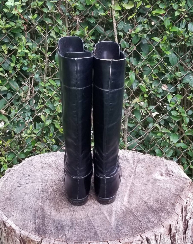 Sz 7 Vintage Riding BootsBlack Mid-Calf Boots80/'s Style