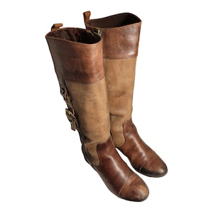 Botas de equitación para mujer, de piel sintética, con hebilla ancha, para  montar a la rodilla, botas de invierno