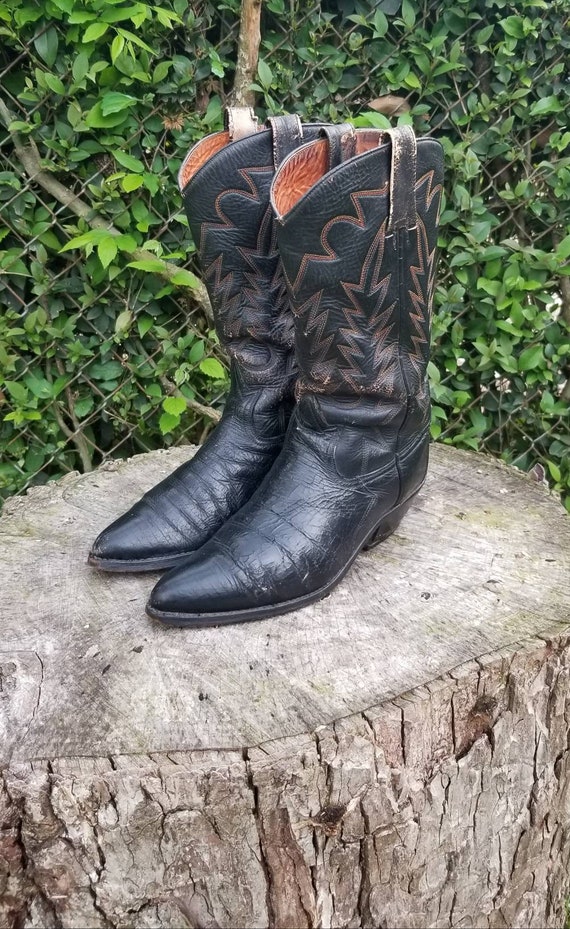 Unisex Vintage riding black Leather boots size uk 7/ 40eu Shoes Womens Shoes Boots Cowboy & Western Boots 
