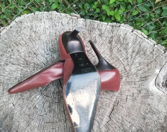 Décolleté vintage in pelle italiana RODO Tacco alto marrone moka