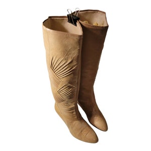 Reed Evins Boots Genuine Italian Leather/Pull On Knee High Designer Boots Size 5.5 B