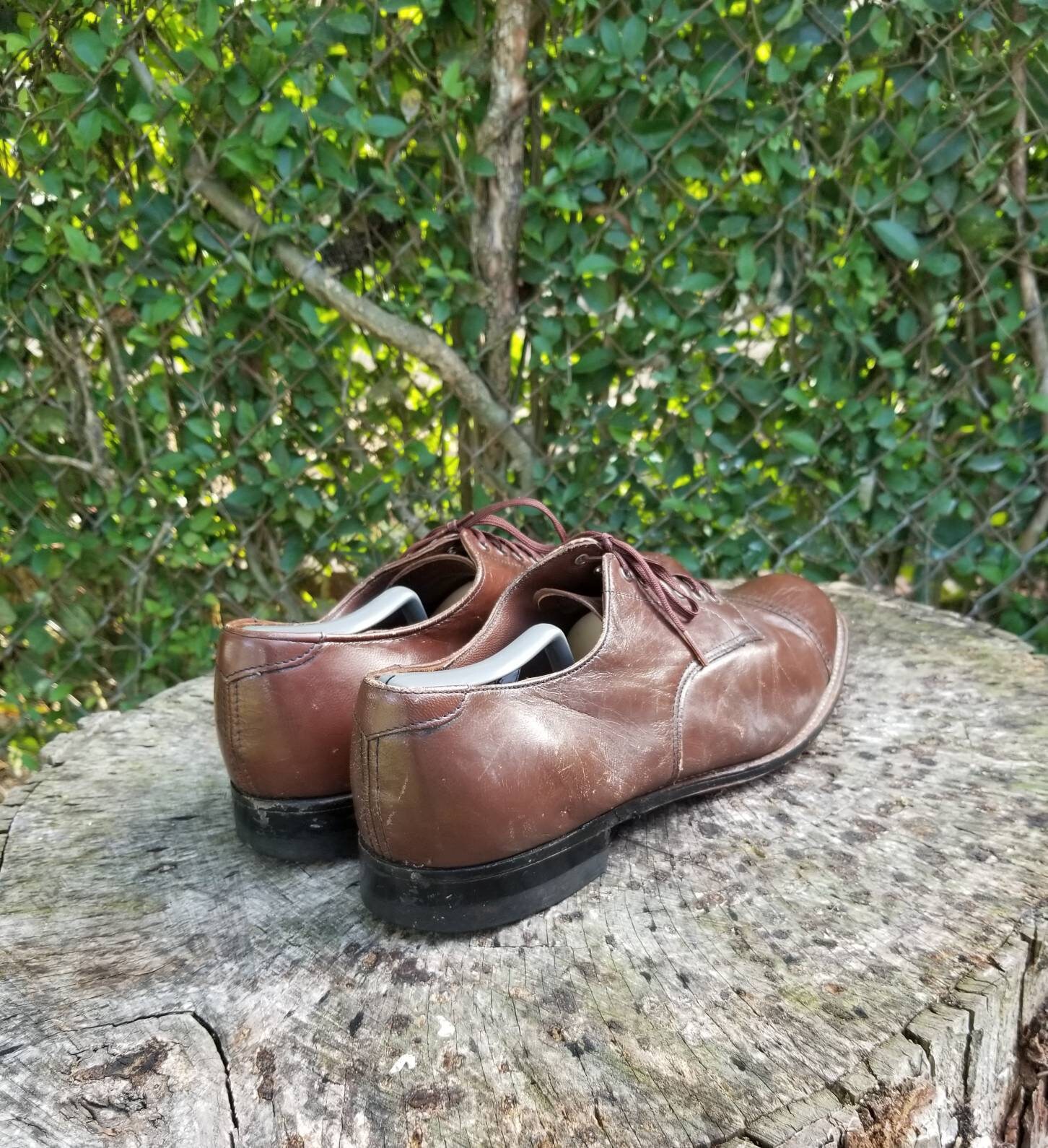 Vintage Stacy Adams Wingtip Oxfords: Brown Leather Lace up 
