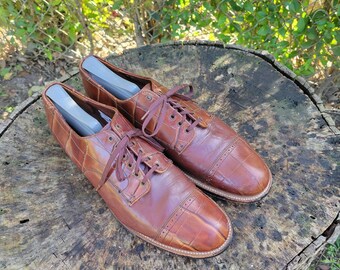 Vintage Stacy Adams Madison Cognac Cap-Toe Oxfords 9 M