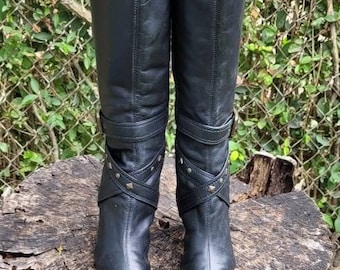 ロングブーツ BLACK LEATHER NINA BOOTS Luxury women's boots - Saint Laurent Nina black glossy