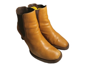Unbranded Boots Mens Size 7.5 E Tan Butterscotch Leather Cowboy Western Boots vintage-butterscotch-leather-  main image 3