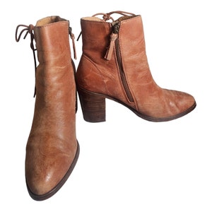 Latigo | Anthro Genuine Leather Side Lace Heeled Bootie Size 9.5