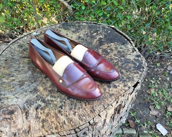 Vintage Genuine Leather Brown Loafers By Liz Claiborne Size 12M/Women Designer Shoes/ Pointed Toe Slip On Shoes