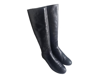 Vintage Flat Riding Boots By Delman/ Size 8 Knee High Zipper Boots