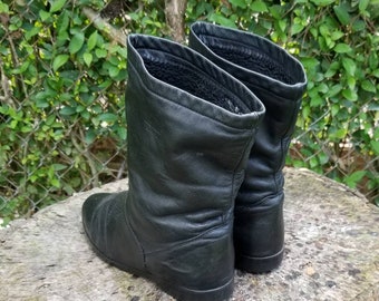 Black Leather Biker Boots / Regence 