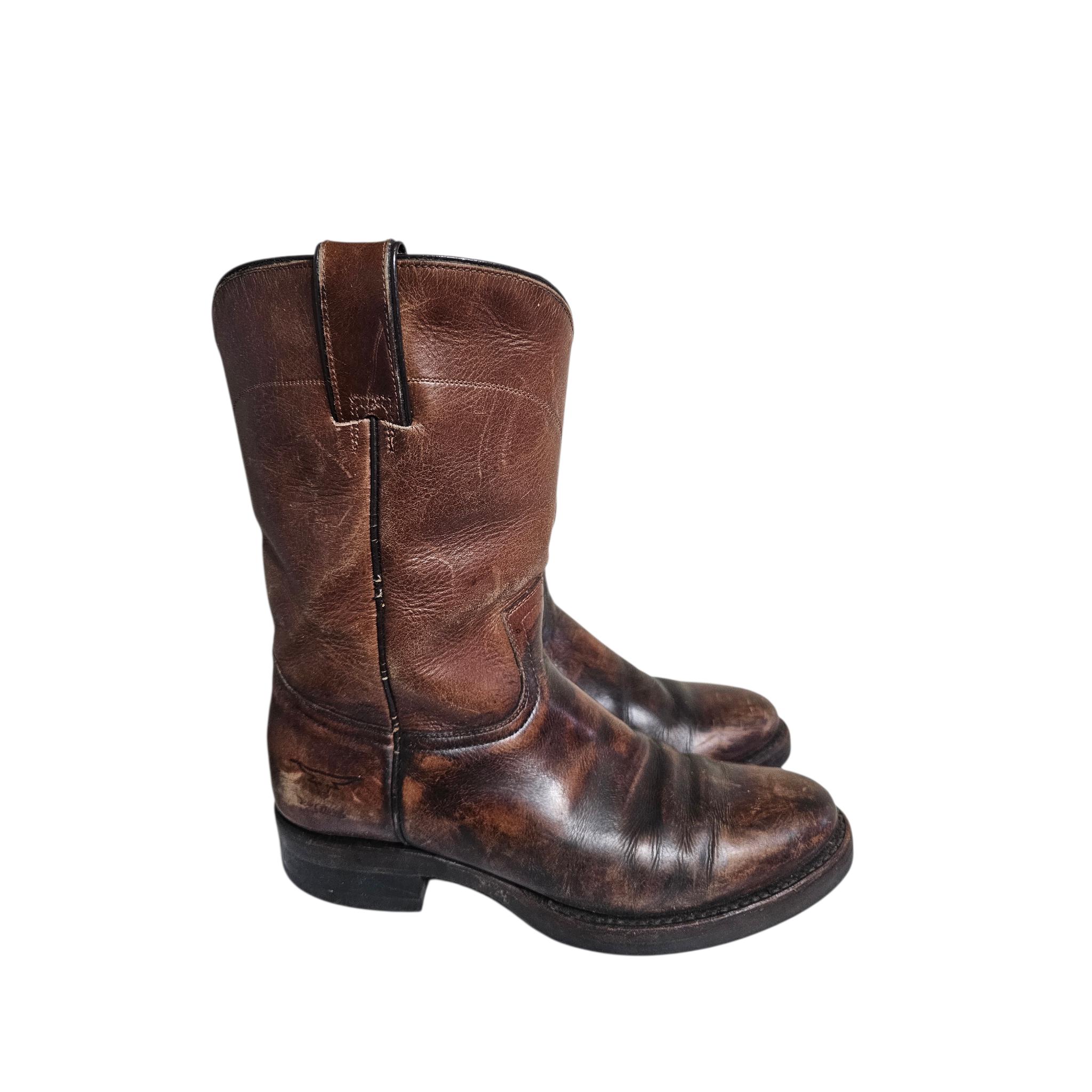 Vintage Rio Grande Brown Leather Roper Boots, Men