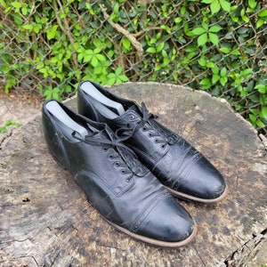 Vintage Stacy Adams Black Leather Cap Toe Oxfords - Men&#39;s 11 D