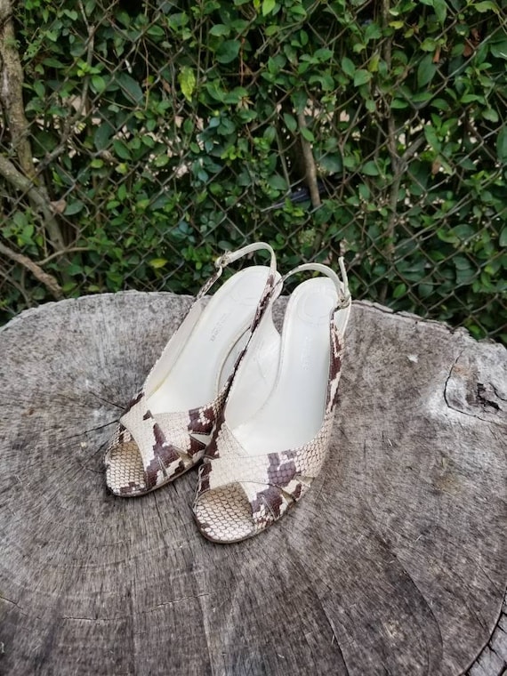 Sz 6.5 Vintage Slingback Shoes/genuine Leather Snakeskin | Etsy