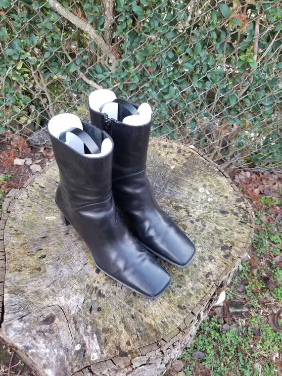 90s Vintage Leather Via Spiga Ankle Boots/Black It