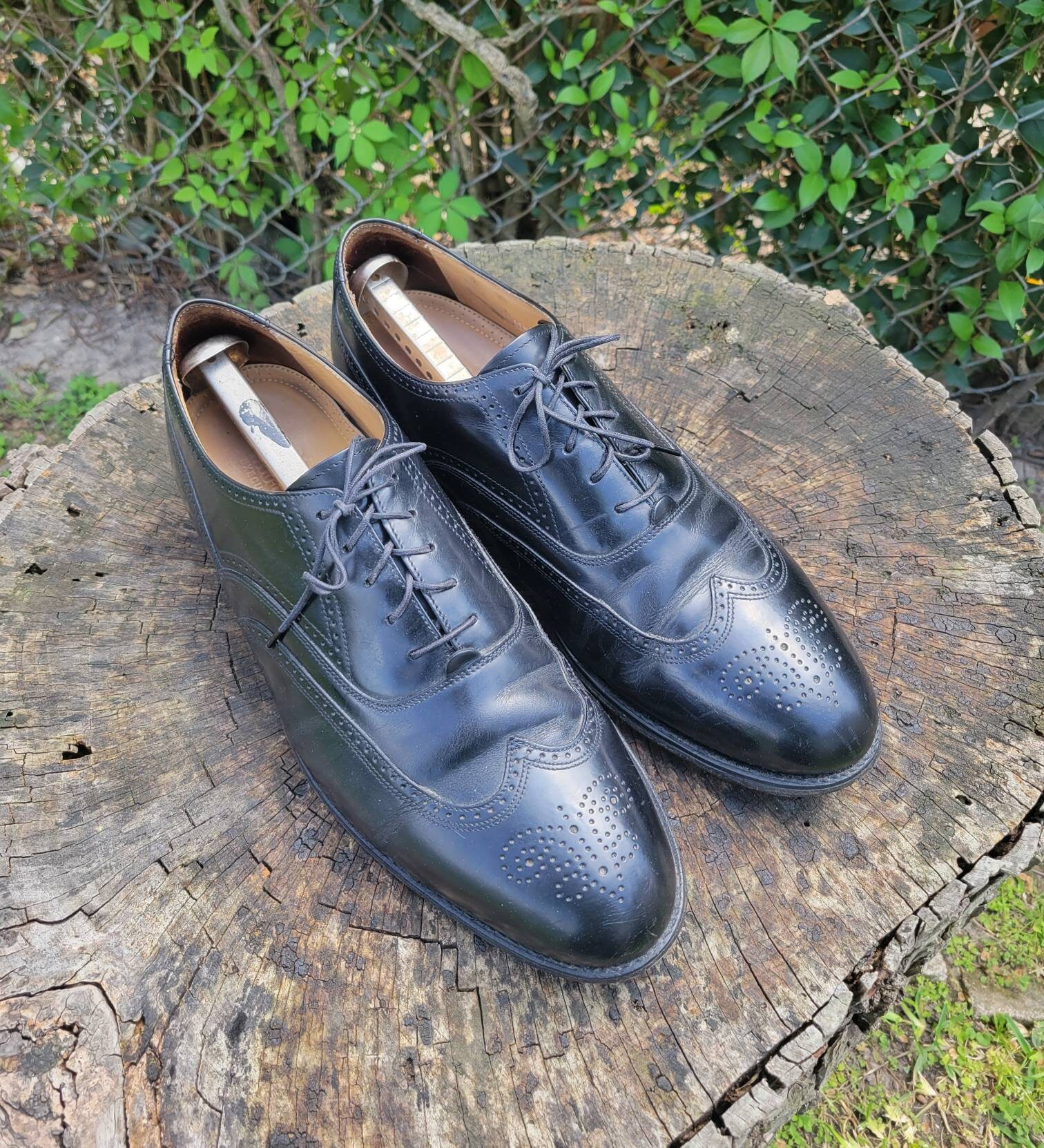 Classic Derby Shoes Men Leather Dress Carved Full Brogue Long Wing Lace-up  Casual Business Wedding Party Comfortable Shoe