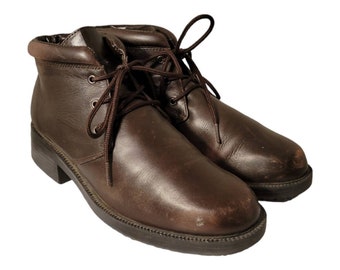 Botines vintage Markon de piel marrón con cordones, talla 7.5