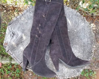 Vintage 70s Suede Leather Riding Boots - Size 5.5