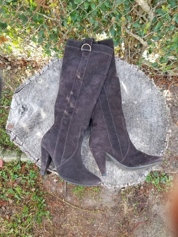 5.5 Vintage Suede Leather Riding Boots/Pull On Go