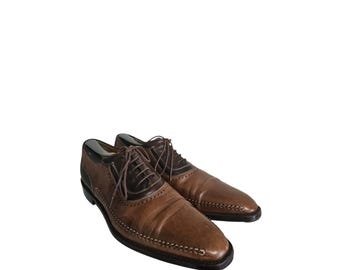 Mezlan Derby Shoes 9.5 M Two Tone Tan Brown Good Condition Style Allamn