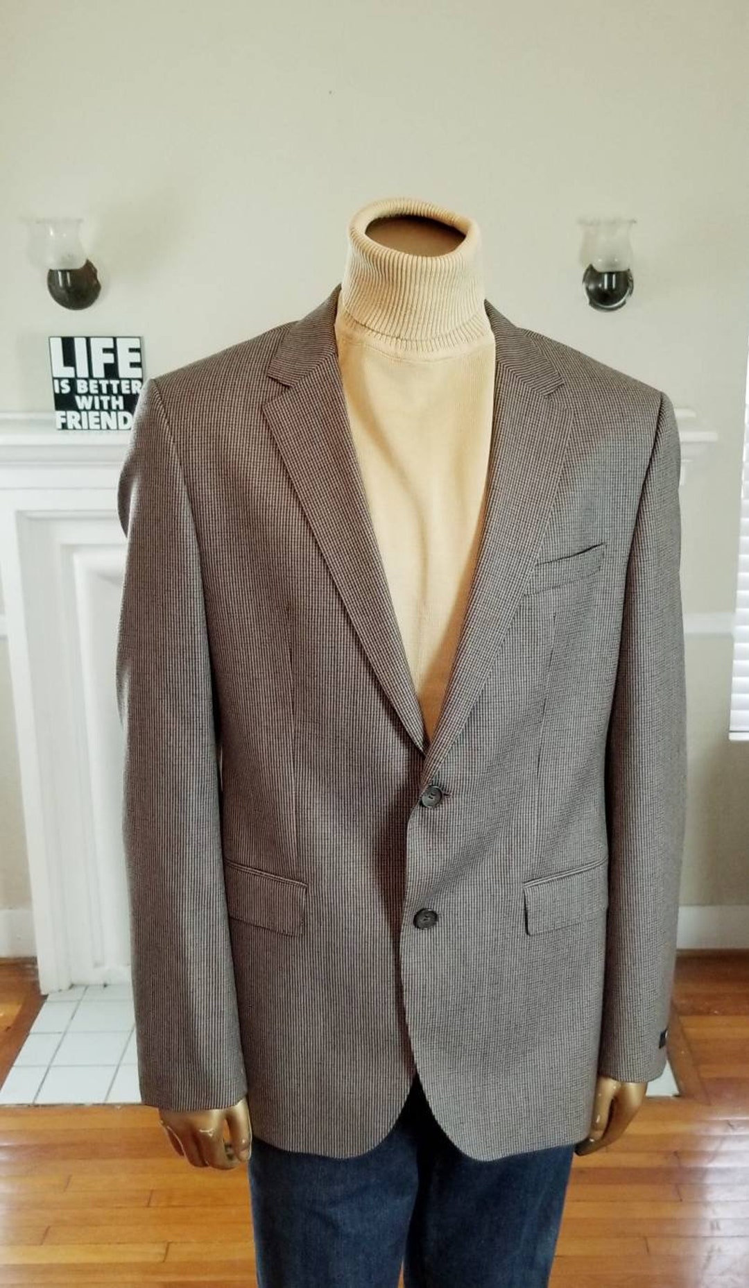 Boss Hugo the James4 Brown Blazer Houndstooth 100% Wool Suit - Etsy