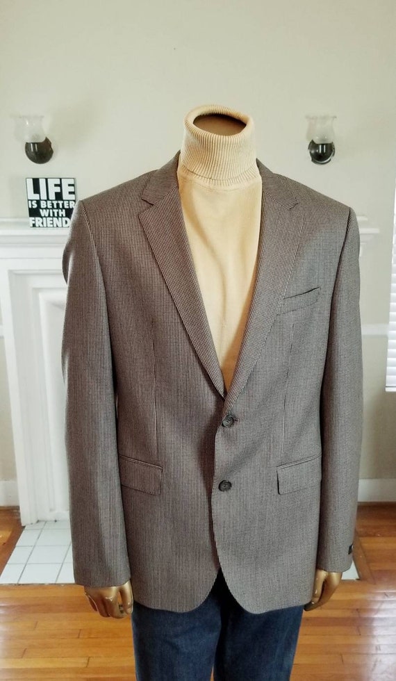 Boss Hugo the James4 Brown Blazer Houndstooth 100% Wool Suit | Etsy