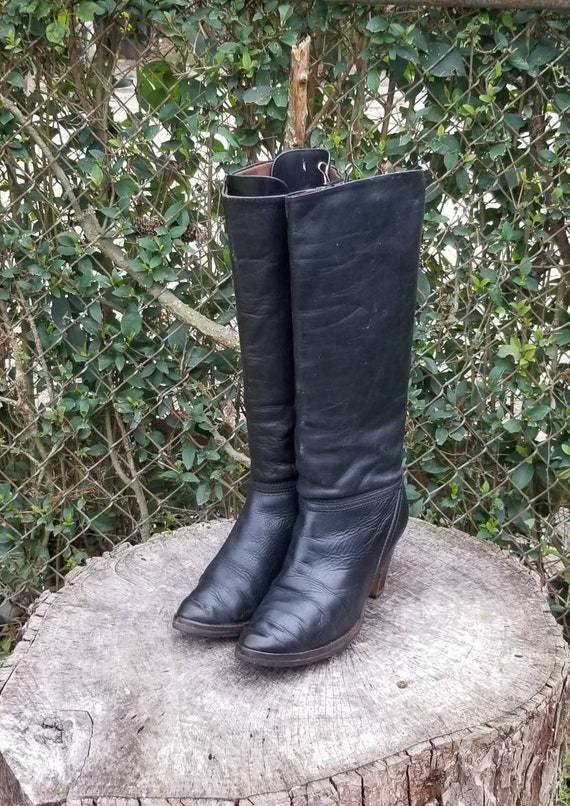 Sz 7.5 Vintage Genuine Leather Riding Boots By Th… - image 1