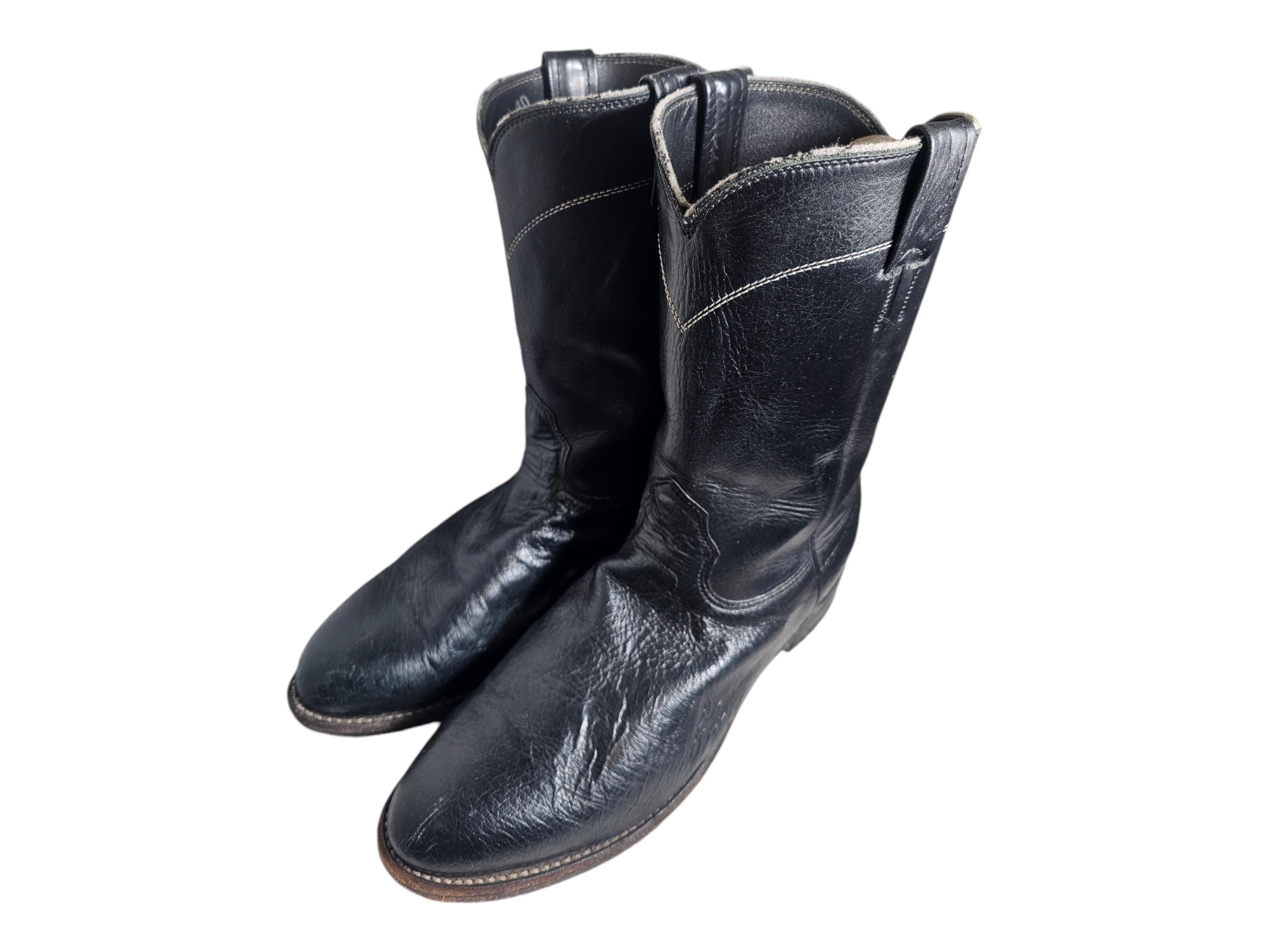 larry mahan smooth ostrich boots 9.5 E Model 10209 Vintage Larry Mahan Ostrich Cowboy Boots, Embroidered  main image 2