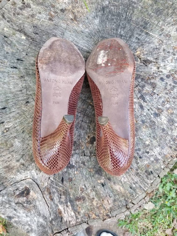 Chaussures à Enfiler Antonio Melani - Cuir Marron, Taille 6.5 US, Petit Talon