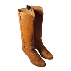 70s Vintage Western Style Boots By Latinas/Vintage Latinas Leather Heel Cowboy Style Boot Size 9 B