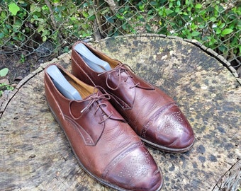 Vintage Johnston & Murphy Cellini Brown Leather Brogue Shoes, Size 11M