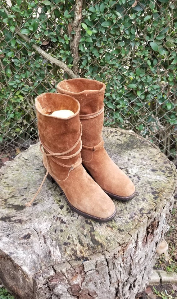 Joan and David Suede Ankle Boots Natural Women’s
