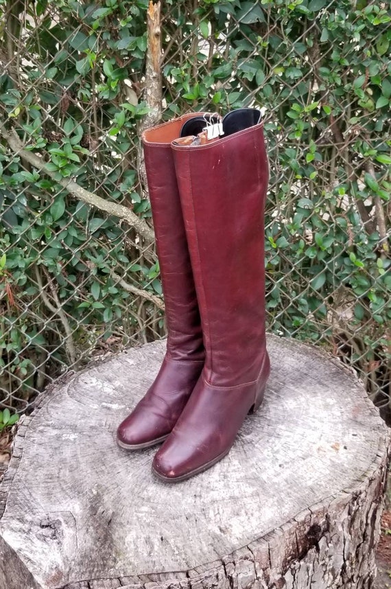 Sz 6 Vintage Mid-Calf Boots/Genuine Leather Zipper