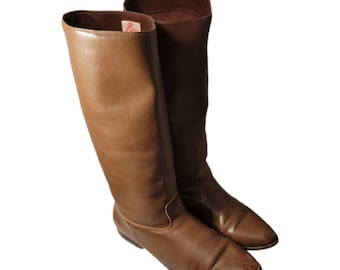 Vintage Brown Leather Riding Boots by Marc Alpert - 90s Style Size 8.5